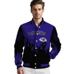 custom baltimore ravens flame border purple black varsity jacket best selling.webp