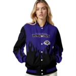 custom baltimore ravens flame border purple black varsity jacket best selling.webp