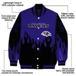 custom baltimore ravens flame border purple black varsity jacket best selling.webp