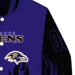 custom baltimore ravens flame border purple black varsity jacket best selling.webp