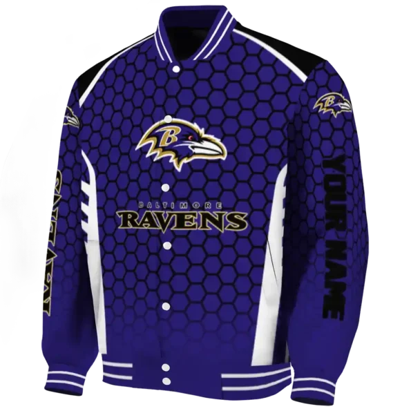 custom baltimore ravens hexagon grid purple varsity jacket best selling.webp