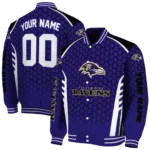 custom baltimore ravens hexagon grid purple varsity jacket best selling.webp