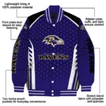 custom baltimore ravens hexagon grid purple varsity jacket best selling.webp