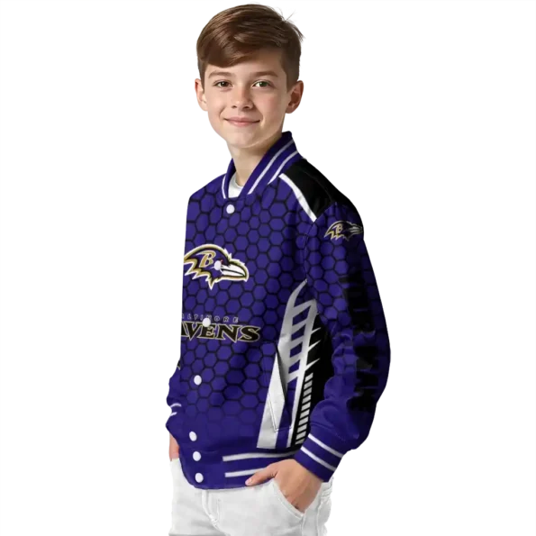 custom baltimore ravens hexagon grid purple varsity jacket trendy.webp