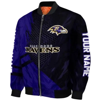 custom baltimore ravens hexagon mesh purple black bomber jacket best selling
