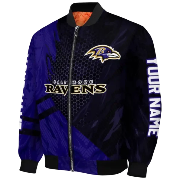 custom baltimore ravens hexagon mesh purple black bomber jacket best selling