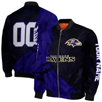 custom baltimore ravens hexagon mesh purple black bomber jacket fashion forward