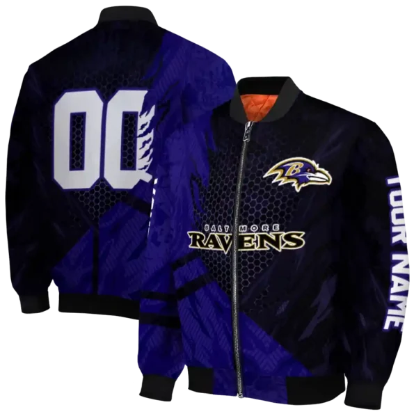 custom baltimore ravens hexagon mesh purple black bomber jacket fashion forward