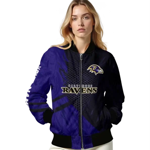 custom baltimore ravens hexagon mesh purple black bomber jacket latest model