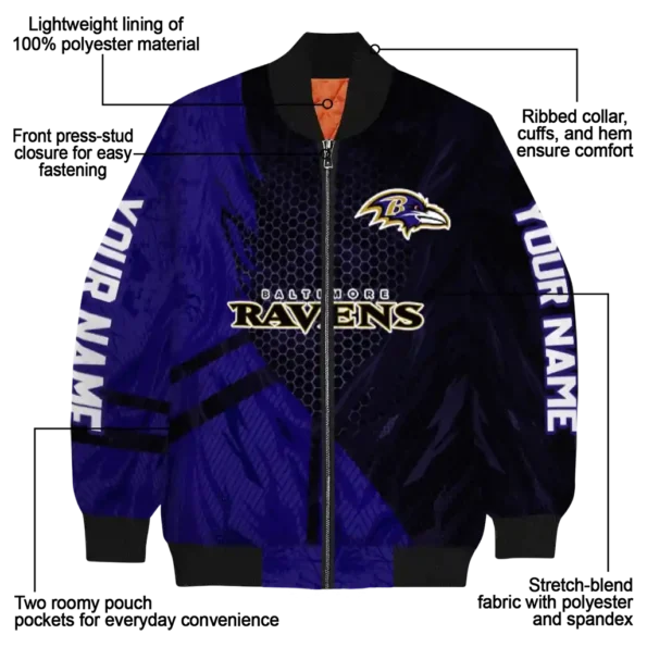 custom baltimore ravens hexagon mesh purple black bomber jacket new arrival