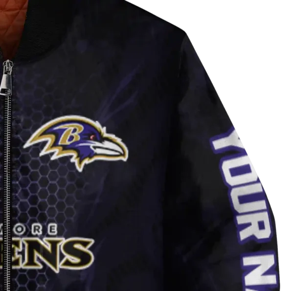 custom baltimore ravens hexagon mesh purple black bomber jacket premium grade