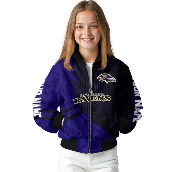 custom baltimore ravens hexagon mesh purple black bomber jacket top rated
