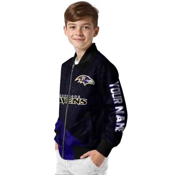 custom baltimore ravens hexagon mesh purple black bomber jacket trendy
