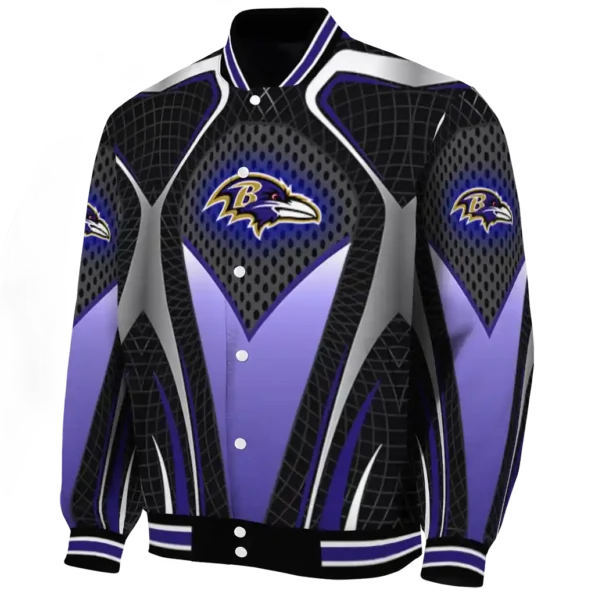 custom baltimore ravens mesh chest black crocs black varsity jacket best selling.webp
