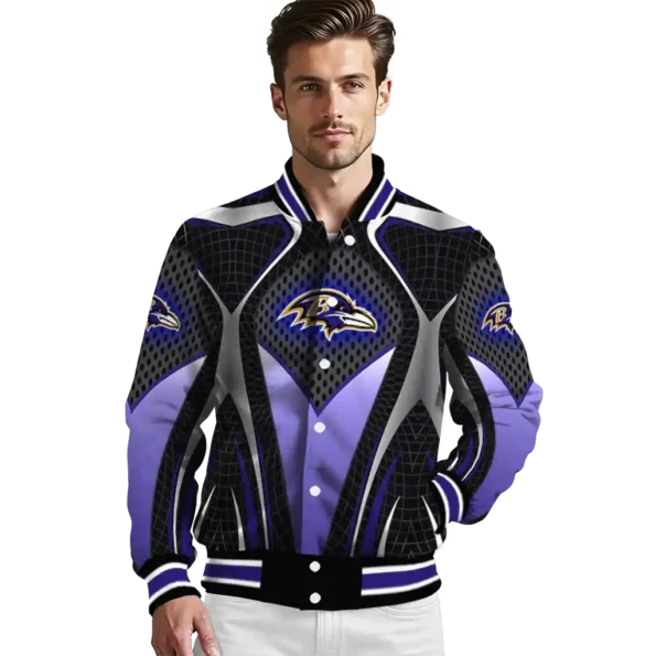 custom baltimore ravens mesh chest black crocs black varsity jacket high quality.webp