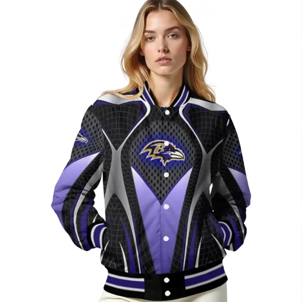 custom baltimore ravens mesh chest black crocs black varsity jacket latest model.webp