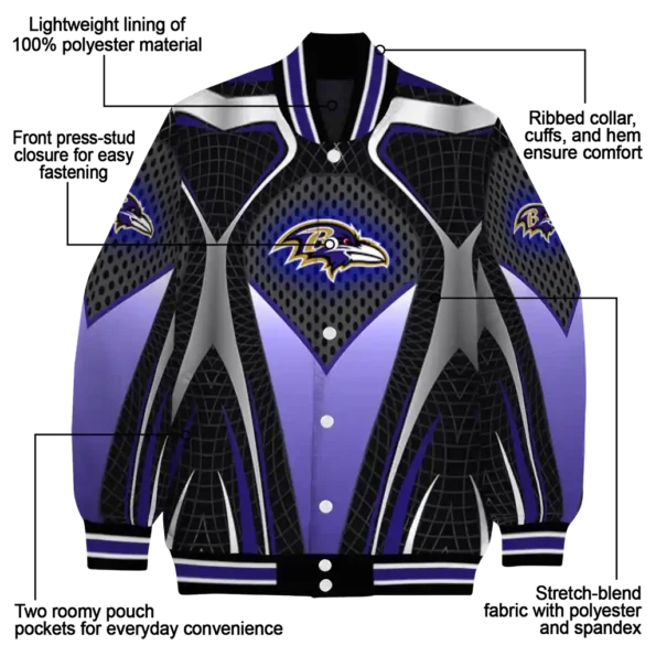 custom baltimore ravens mesh chest black crocs black varsity jacket new arrival.webp