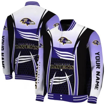 custom baltimore ravens mesh effect purple black varsity jacket fashion forward.webp