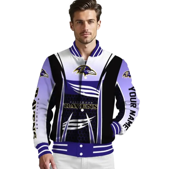 custom baltimore ravens mesh effect purple black varsity jacket high quality.webp