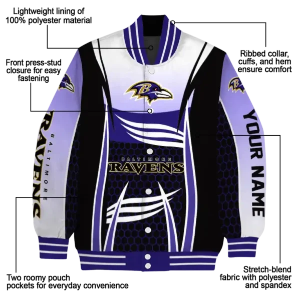 custom baltimore ravens mesh effect purple black varsity jacket new arrival.webp