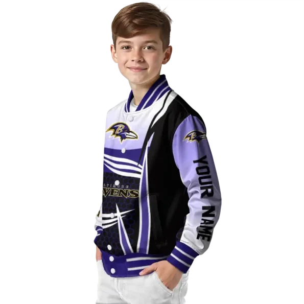 custom baltimore ravens mesh effect purple black varsity jacket trendy.webp