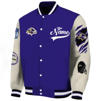 custom baltimore ravens razorback outline purple nude varsity jacket best selling.webp
