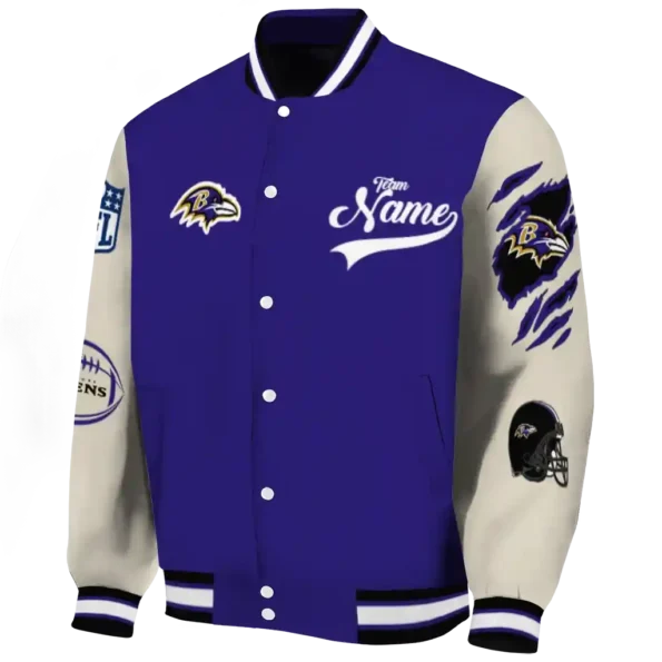 custom baltimore ravens razorback outline purple nude varsity jacket best selling.webp