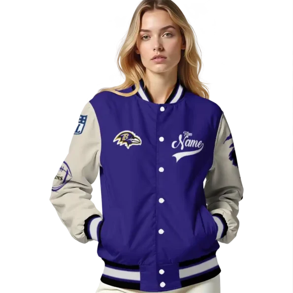 custom baltimore ravens razorback outline purple nude varsity jacket latest model.webp