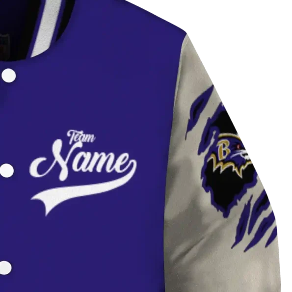 custom baltimore ravens razorback outline purple nude varsity jacket premium grade.webp