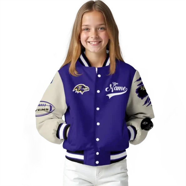 custom baltimore ravens razorback outline purple nude varsity jacket top rated.webp