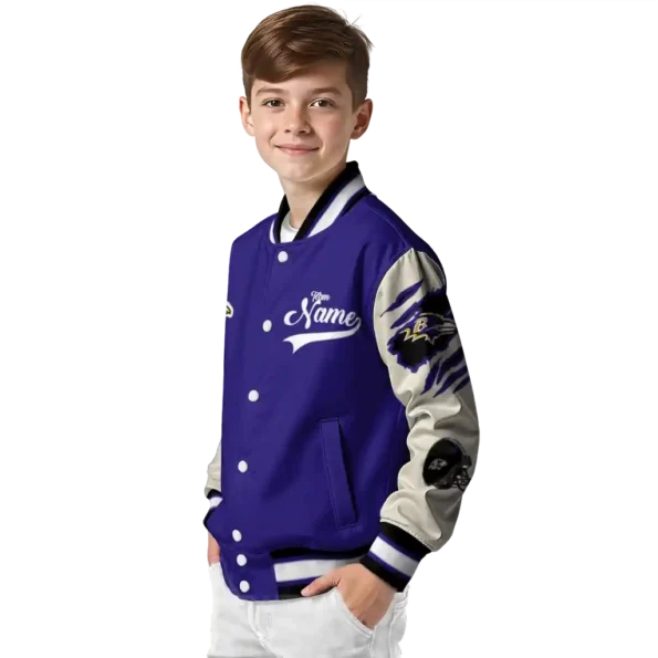 custom baltimore ravens razorback outline purple nude varsity jacket trendy.webp