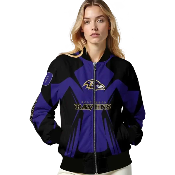 custom baltimore ravens spider mark purple black crocs bomber jacket latest model