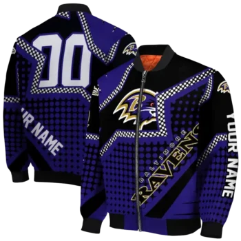 custom baltimore ravens star burst purple bomber jacket fashion forward