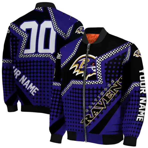 custom baltimore ravens star burst purple bomber jacket fashion forward