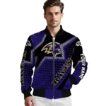 custom baltimore ravens star burst purple bomber jacket best selling