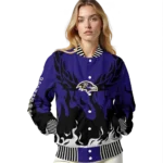 custom baltimore ravens winged blaze purple white varsity jacket best selling.webp