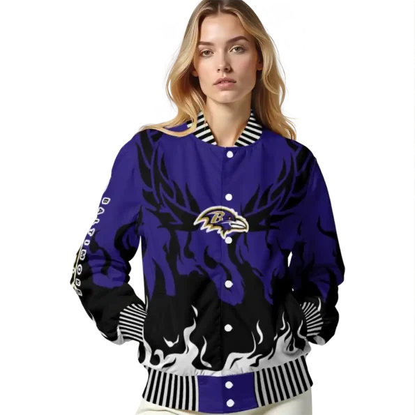 custom baltimore ravens winged blaze purple white varsity jacket latest model.webp
