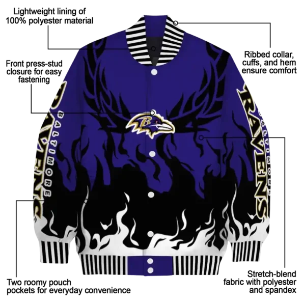 custom baltimore ravens winged blaze purple white varsity jacket new arrival.webp