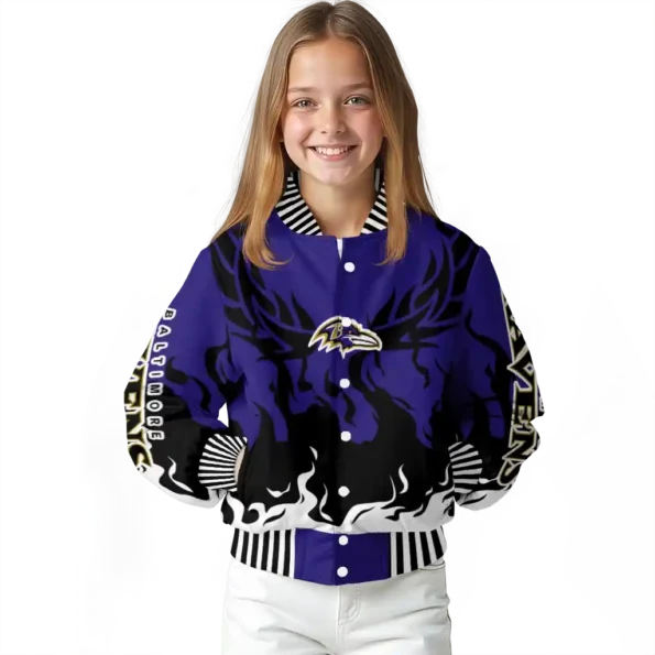 custom baltimore ravens winged blaze purple white varsity jacket top rated.webp