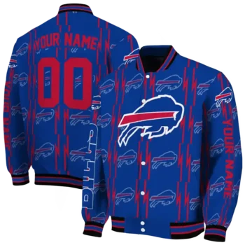 custom buffalo bills bolt stripe blue varsity jacket fashion forward.webp