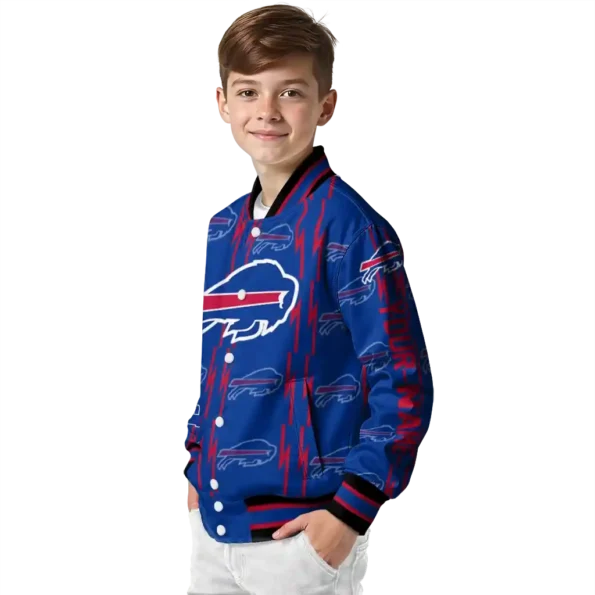custom buffalo bills bolt stripe blue varsity jacket trendy.webp