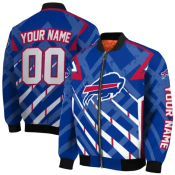 custom buffalo bills chevron angles blue bomber jacket fashion forward