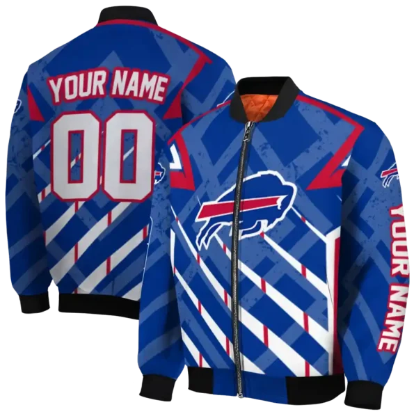custom buffalo bills chevron angles blue bomber jacket fashion forward