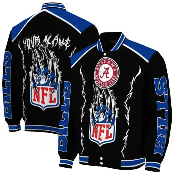custom buffalo bills claw blood blue black varsity jacket fashion forward.webp