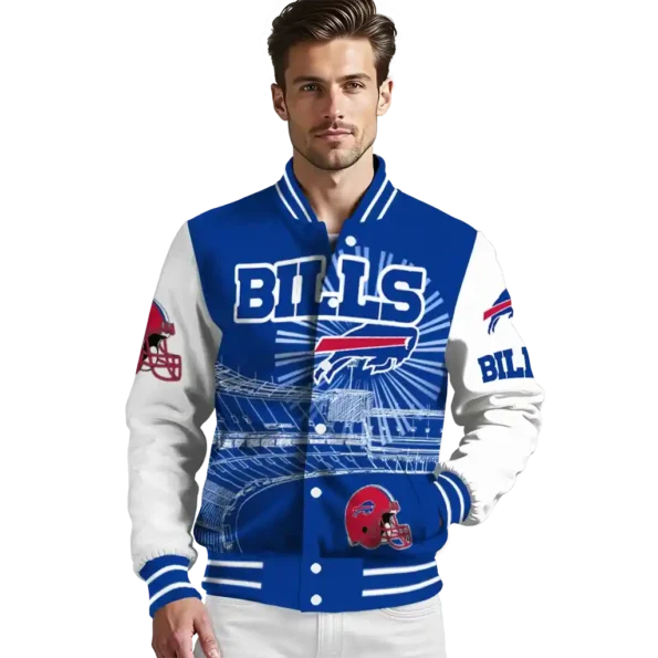 custom buffalo bills ferris arena blue white varsity jacket high quality.webp