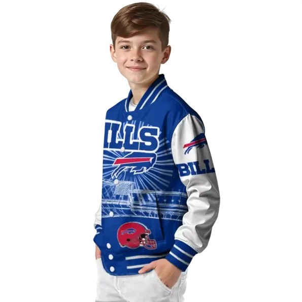 custom buffalo bills ferris arena blue white varsity jacket trendy.webp