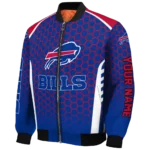 custom buffalo bills hexagon grid blue bomber jacket best selling