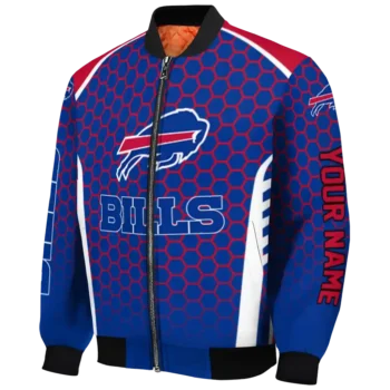 custom buffalo bills hexagon grid blue bomber jacket best selling