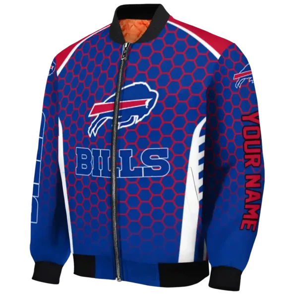 custom buffalo bills hexagon grid blue bomber jacket best selling