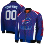 custom buffalo bills hexagon grid blue bomber jacket best selling